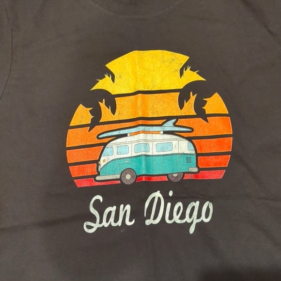 NWT San Diego T-shirt Black Port & Company Size Medium Ladies Retro - Picture 3 of 6
